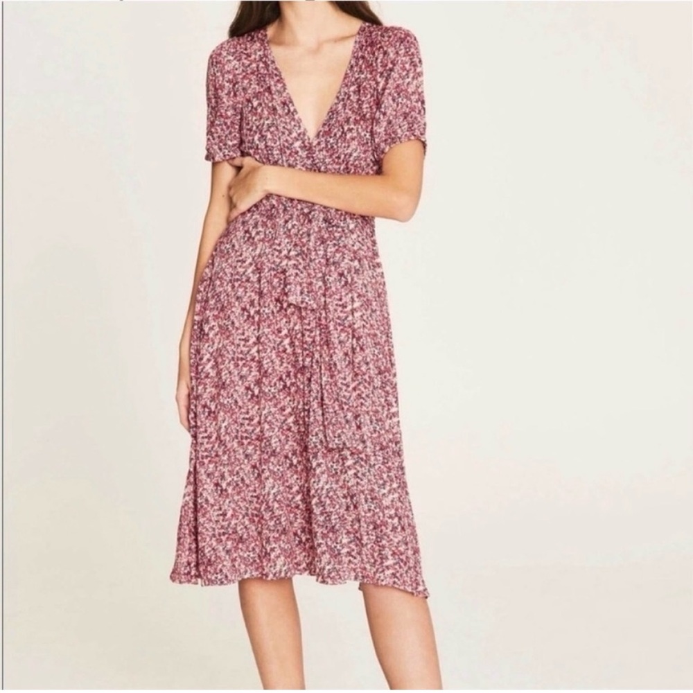 ba&sh Noemie Floral Tie-Wrap Dress Cottagecore Midi - Size S/6 - EUC